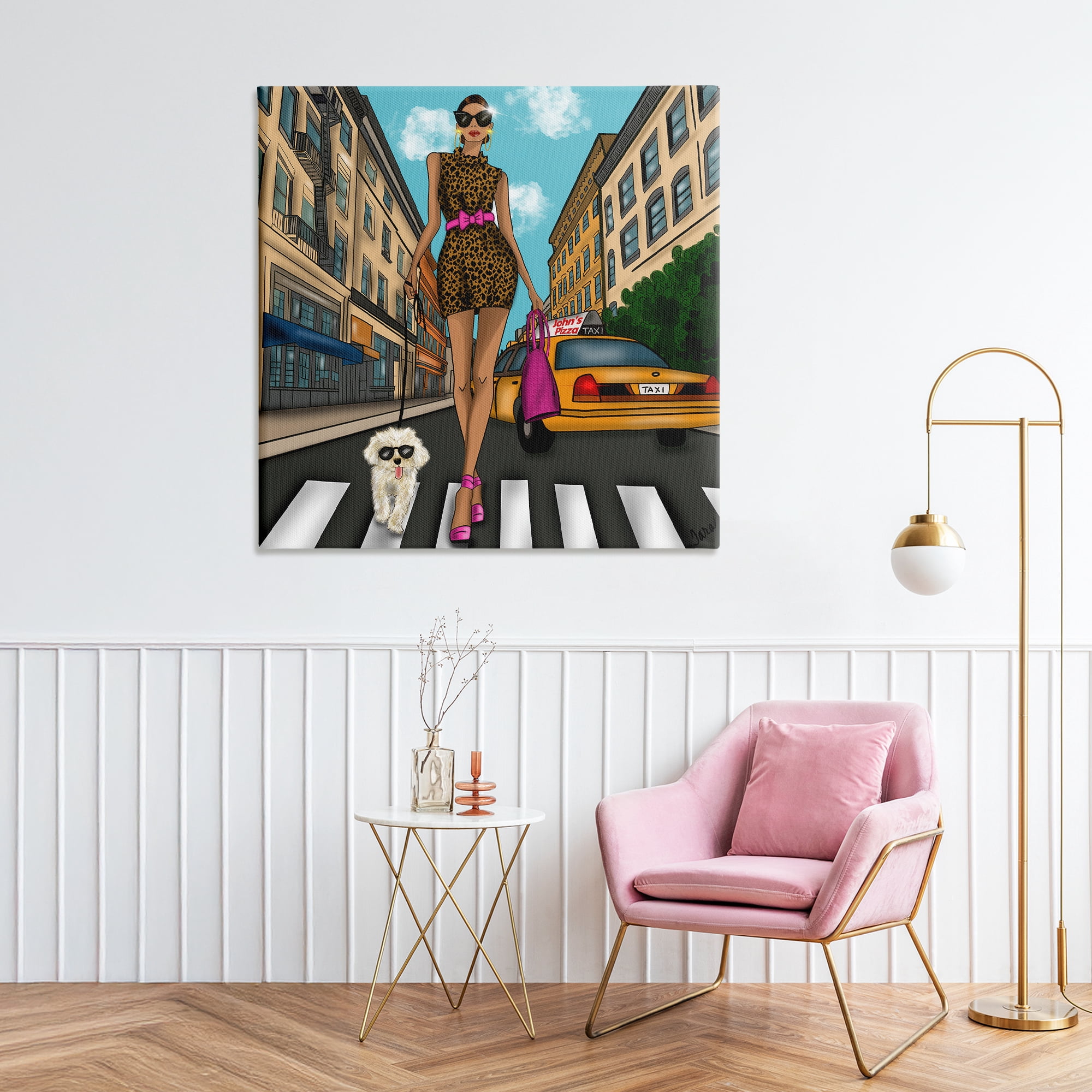Stupell Industries Fashion Girl in Big City Canvas Wall Art, design by Tara Boone