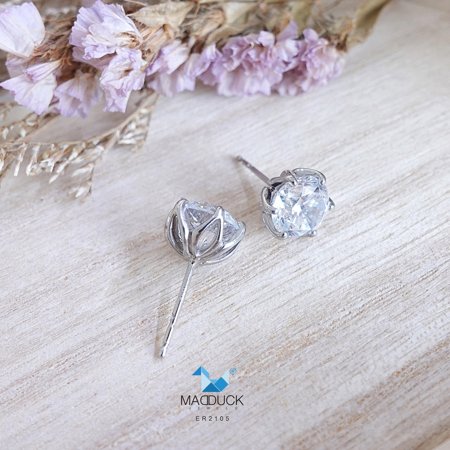 Cubic Zirconia / Sterling Silver 925 Earrings / Rhodium plated Nickel-Free / MadDuckJewels ER2105 / Thailand Jewelry