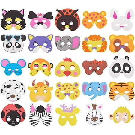 Prextex Halloween Masks | Assorted Foam Animal Masks |Purm Masks, Halloween Masks, Dress Up Party Accessory - 50 Piece