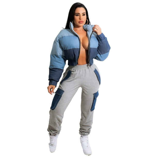 Chaqueta de algodón con empalme degradado de mezclilla para mujer, informal, de moda para mujer