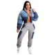 thumbnail image 1 of Chaqueta de algodón con empalme degradado de mezclilla para mujer, informal, de moda para mujer, 1 of 6