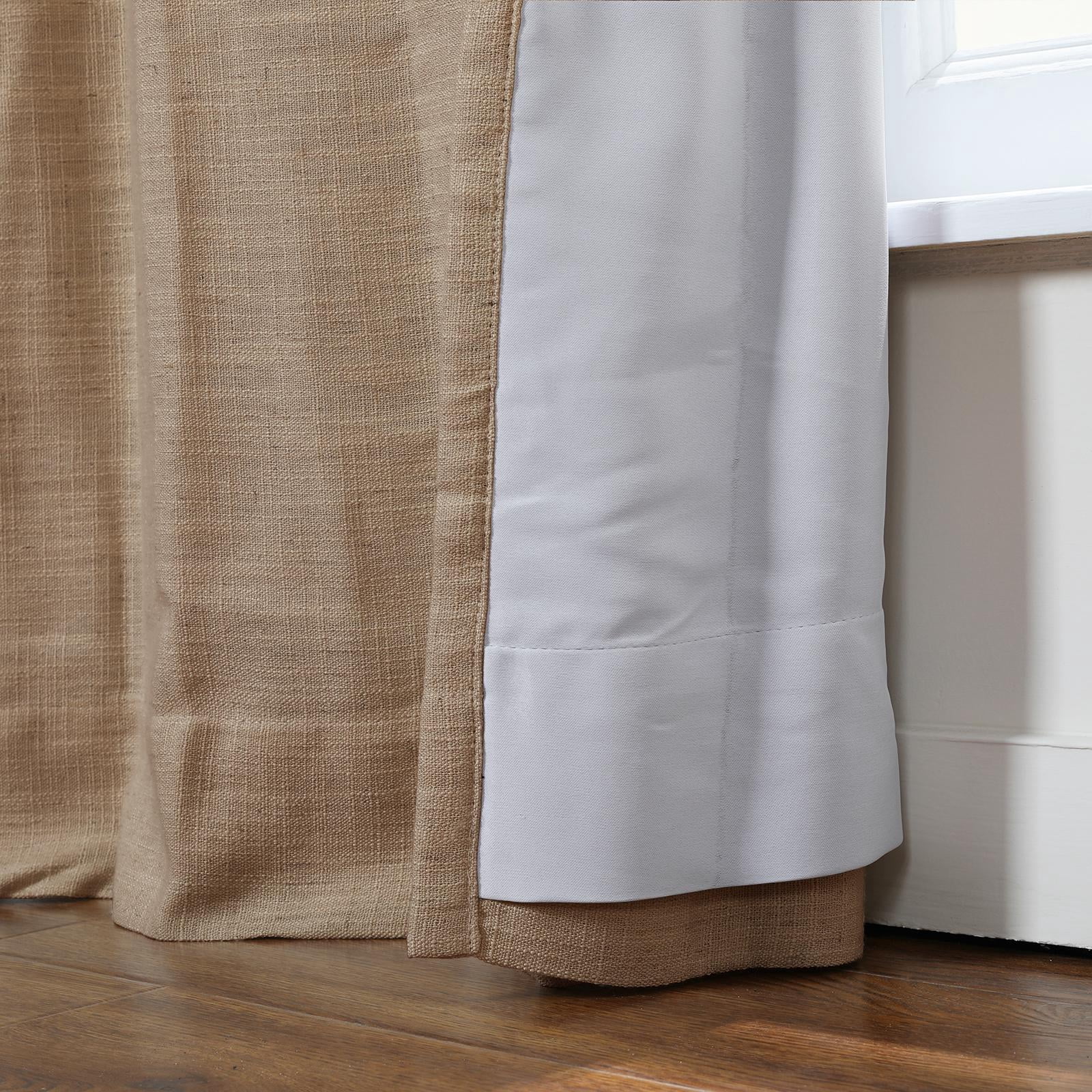 TWOPAGES Natural Linen Curtain for Window with Room Darkening Lined, Walnut 50Wx120L Kyla Collection ( 1 Panel )