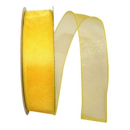 UPC: 0840108865107 | JAM Paper Sheer Wired Ribbon  1 1/2 Inches x 50 Yards  Yellow  1/Pack