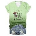thumbnail image 2 of ALLLIST Green Spring Tops for Women Short Sleeve V-Neck Graphic T-Shirts Summer Blouses, 2 of 3