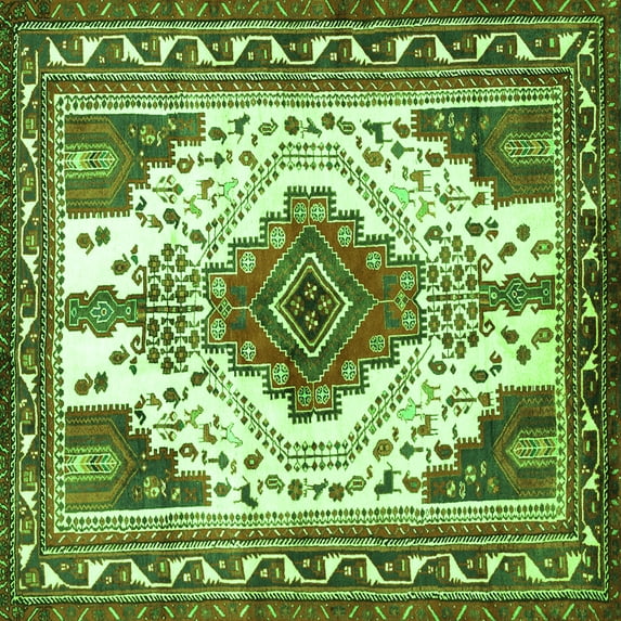Ahgly Company Indoor Square Persian Green Traditional Area Rugs, 3' Square