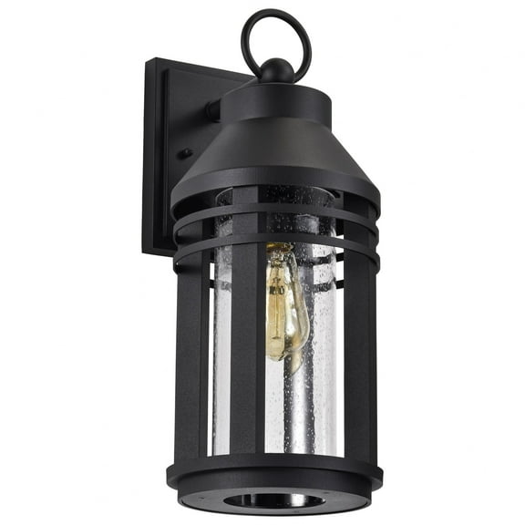 Nuvo Lighting Wilton 1 Light Large Wall Lantern Matte Black with Clear Seeded Glass