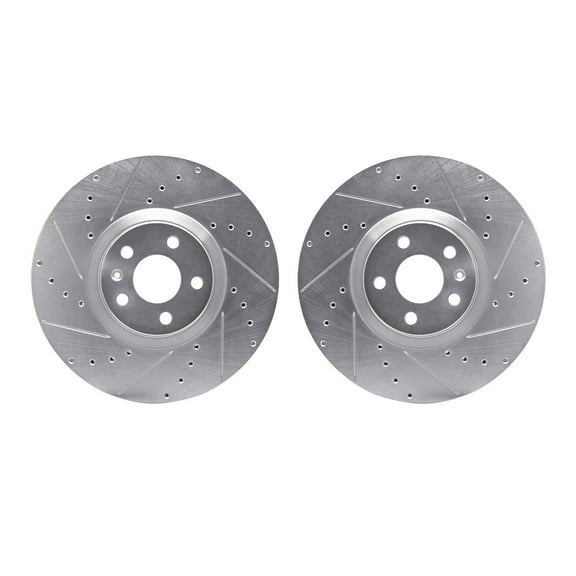 Dynamic Friction Company Front Brake Rotors-Drilled and Slotted-Silver 7002-27025