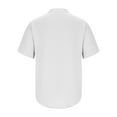 thumbnail image 3 of Men's casual henley shirt linen short sleeves turn-up collar shirt beach summer light top, 3 of 7