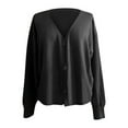 thumbnail image 2 of Baberdicy Women's Single Breasted Knit Cardigan, Solid Color Casual Button down Open Front Sweater , Single-Breasted Knit Cardigan, Solid Button-Front Sweater, Casual Top Black L, 2 of 4