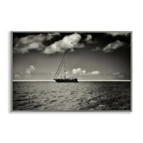 Stupell Industries Clouds Over Big Ship Landscape Photography Gray Framed Art Print Wall Art, 18 x 12