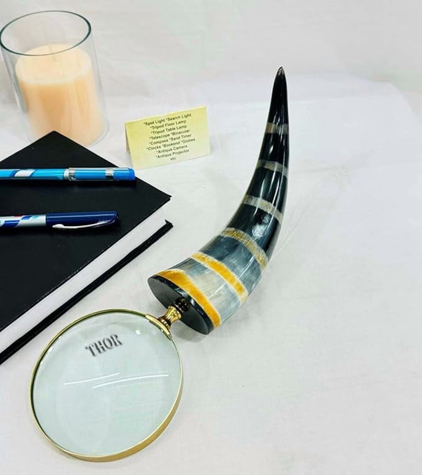 Horn Magnifying Glass - Brass Unique Vikings Look for Reading, Collectibles, and Decor