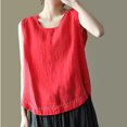 thumbnail image 5 of Besolor Womens Cotton Linen Tank Tops Summer Crewneck Sleeveless Shirts Casual Loose Lightweight Breathable Basic Tees Camis(X-LargeRed), 5 of 6