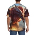 thumbnail image 3 of Xecao Ferocious Dragon Fury Men's Casual Short-sleeved Shirt, a button-up collared shirt with a pocket-Medium, 3 of 5