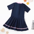 thumbnail image 4 of CAICJ98 Girls Swimsuit One Piece Skirted Swimsuit Short Sleeve Floral Rash Guard Bathing Suit for Girls Swim Dress Swimwear (Navy,5-6 Years), 4 of 7
