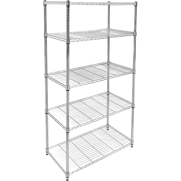 Estantería de almacenamiento Simple Deluxe Heavy Duty de 5 niveles, cromada