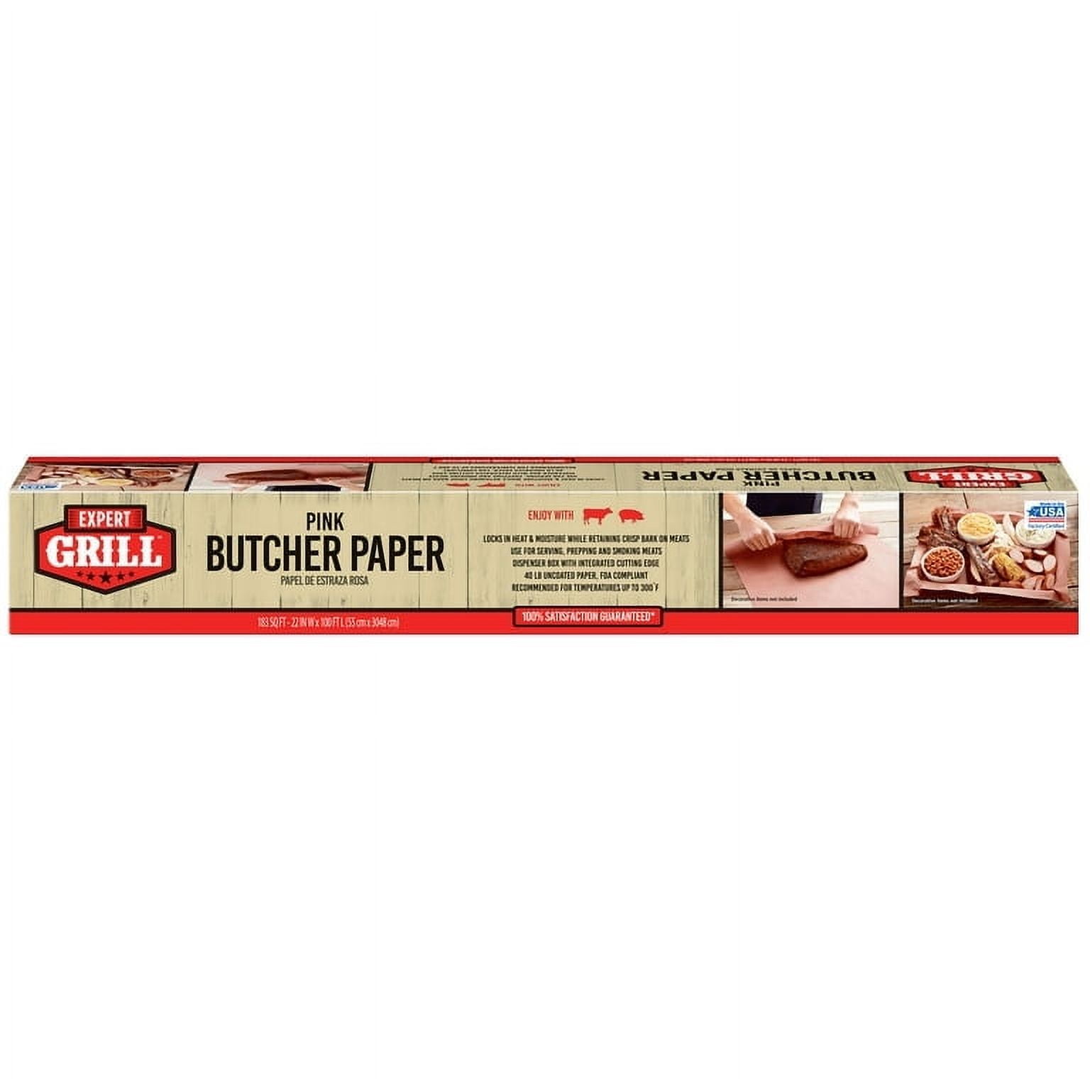 Expert Grill - Pink Butcher Paper - Food Wrap Ideal for Improving Tenderness and Bark on Brisket