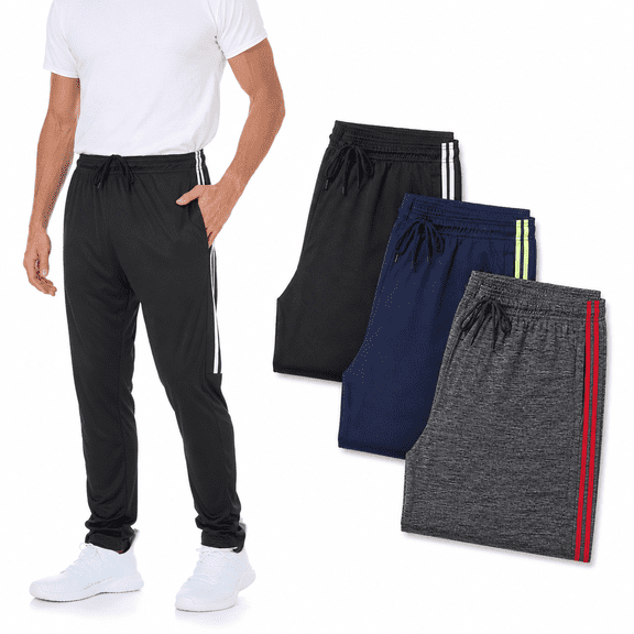 Dri-Fit Pant 3 Pack-Moisture Wicking, High Performance, Comfy Spandex-Poly Blend (Up To Size 3XL)