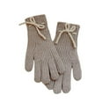 thumbnail image 2 of NAISIBABY Girls Winter Gloves, Cute Bowknot Full Finger Thicken Warm Kids Outdoor Knit Gloves Khaki, 2 of 3