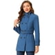 thumbnail image 1 of Abrigo de invierno con cinturón y bolsillos con doble botonadura y cuello alto para mujer azul polvoriento XL, 1 of 6