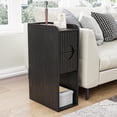 thumbnail image 4 of Black Fluted Nightstand Set of 2, Narrow Bedside Tables with Drawers, Modern Wood End Tables for Bedroom, 4 of 8
