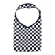 thumbnail image 1 of Bolso de hombro de punto para mujer, bolso de compras, bolso tote, tejido suave con estampado de cuadrícula, estilo casual y moderno. Blanco negro, 1 of 9