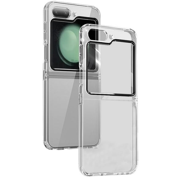 For Samsung Galaxy Z Flip 5 Hybrid HD Crystal Clear Hard PC Back Gummy TPU Frame Slim Thin Fit with Chromed Buttons Cover ,Xpm Phone Case [ Transparent ]