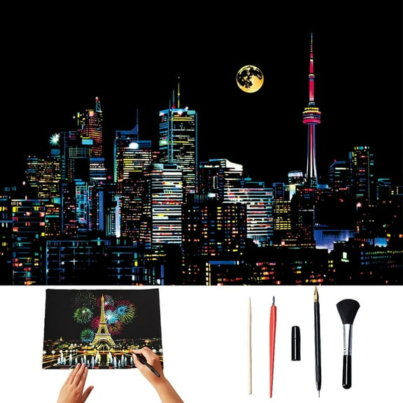 Buoaeoai Scratch Art for Kids & Adults, Colorful Sketches Scratch Off, Scratch Painting for Adults, Scratch Paper Art Rainbow, Paint by Scratch 16 X 11.2 Inches