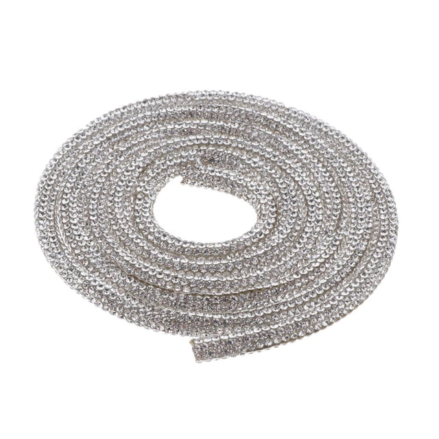 veasfak Crystal Rhinestone Rope Cord 6mm for Belt Phone Case Frame Dress 16'' White