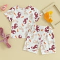 thumbnail image 3 of Bagilaanoe 2pcs Toddler Baby Girl Shorts Set Short Sleeve Print T Shirt Tops + Shorts 6M 12M 18M 24M 3T Kids Casual Summer Clothes, 3 of 8