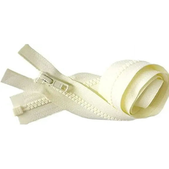 #5 30" Inches Molded Vislon YKK Separating Zipper - Choose Your Color - Made in The United States (1 Zipper Per Pack) (Ivory)