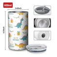 thumbnail image 4 of 20oz Coffee Tumblers White Cartoon Dinosaurs Birthday Pattern Stainless Steel Vacuum Insulated Travel Tumbler Coffee Cups Mug with Lid and Straw with Cleaning Brush for Cold & Hot Drinks, 4 of 5