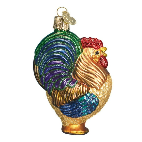 Old World Christmas Farm Animals Glass Blown Ornaments for Christmas Tree,Rooster