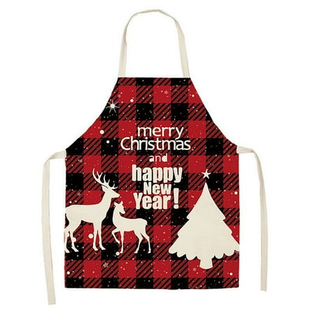 

BETADOG Clearance Christmas Kitchen Cooking Aprons Plaid Aprons Adjustable Buffalo Plaid Baking Apron Clearance Deals