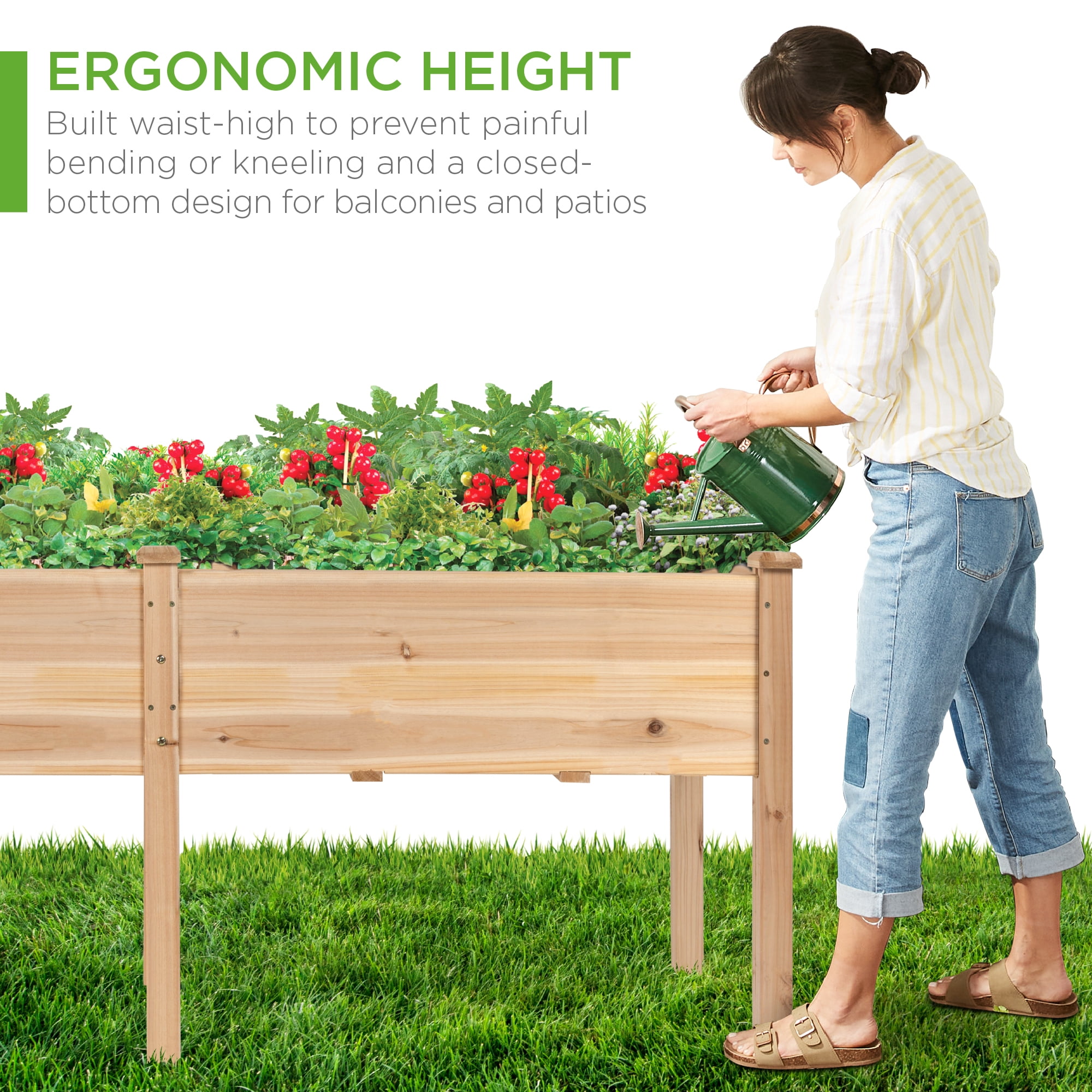 Best Choice Products 72x24x30in Raised Garden Bed, Elevated Wood Planter Box for Patio w/ Divider Panel - Classic Wood