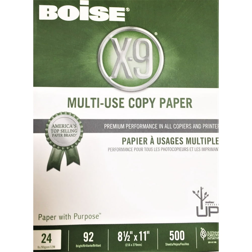 BOISE X9 MultiUse Copy Paper, 8.5" x 11" Letter, 92 Bright White, 24