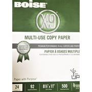 BOISE X-9 Multi-Use Copy Paper, 8.5" x 11" Letter, 92 Bright White, 24 lb., 1 Ream (500 Sheets)