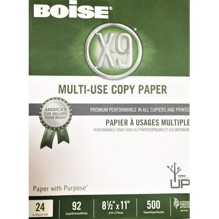 500 Sheet Paper Tray - Boise® X-9® Multi-Use Copy Paper, Letter Paper Size, 92 Brightness, 24 Lb, White, Ream Of 500 Sheets