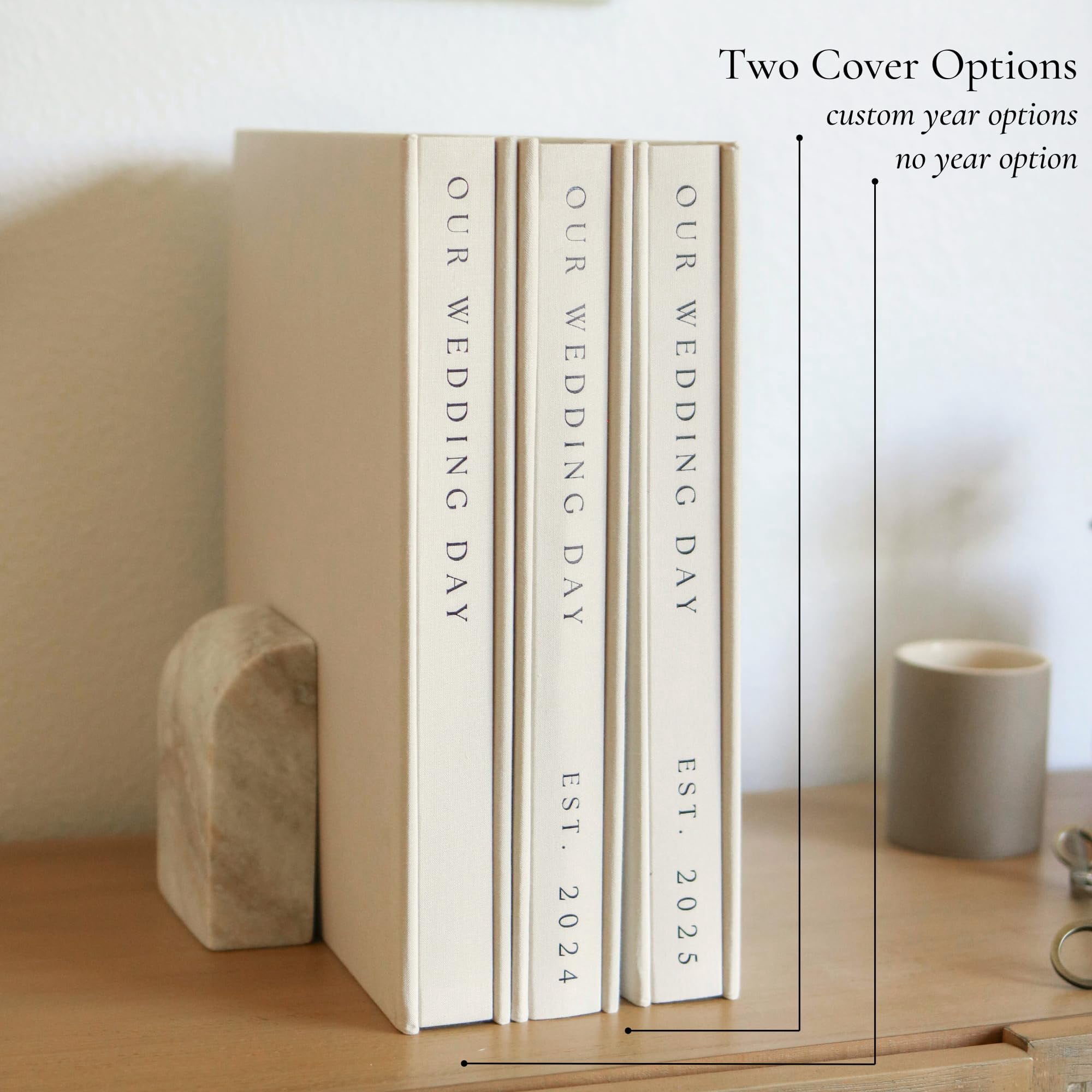 Wedding Photo Album 4x6 Pictures & Custom 2025 Year - Large Picture Scrapbook with 400 Pockets for Horizontal & Vertical Photos - Linen Photo Album Book for Personalized Wedding Day Memory Keepsake
