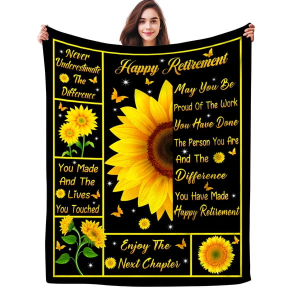 Retirement Gifts for Women Retirement Blanket Retirement Gift for Woman Sunflower Blankets Best Retirement for Women Men Teacher Gifts Party Decorations
