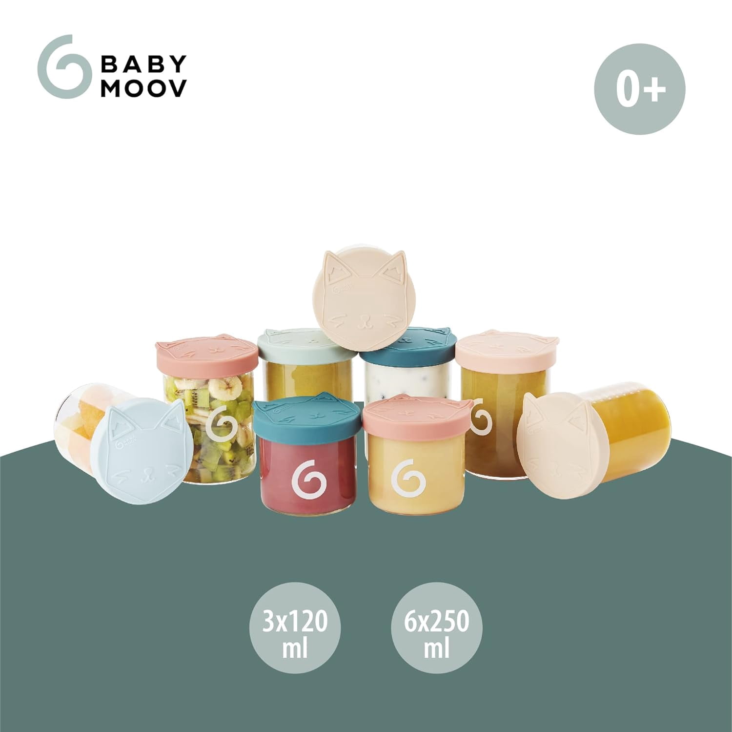 Babymoov BPA-Free Borosilicate Glass Storage Containers, 9 Count (6 x 8.5oz + 3 x 4oz)