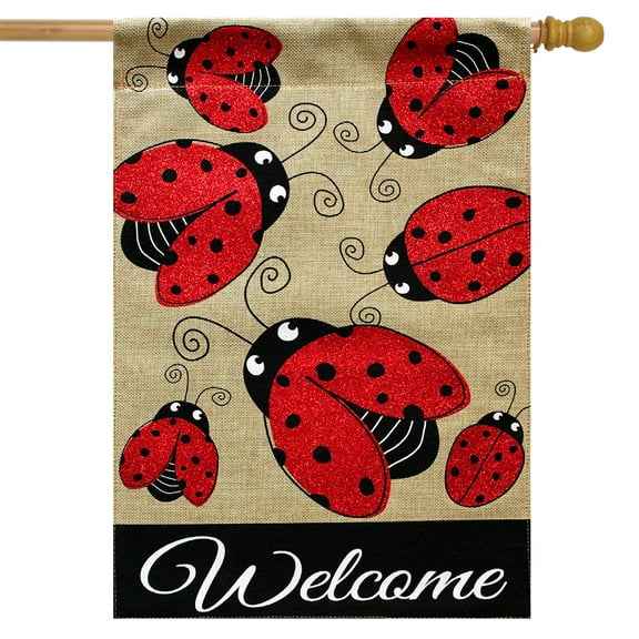 Briarwood Lane Ladybug Gathering Burlap House Flag