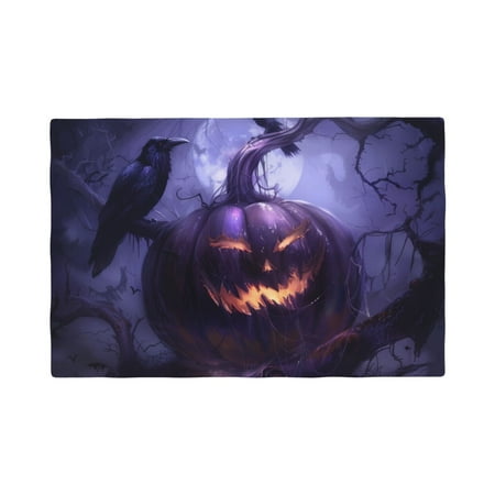

Placemats Set of 6 Halloween Purple Pumpkin Crow Place mats for Dining Table Indoor/Outdoor Cute Heat Resistant Washable Table Mats(18 x 12 )