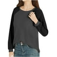 thumbnail image 1 of Yuyuzo Sweatshirts à Col Rond pour Femmes Manches Longues à Blocs de Couleur Texturés Pull Ample Confortable, 1 of 5