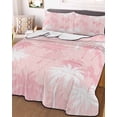 thumbnail image 3 of Quilts Twin XL Size, Tropical Palm Tree Soft Comforter Bedding Set for Bed, Pink White Plants Coastal Leaf Beach Lightweight Quilted Bedspread with Pillow Cover(2 Pieces) for All Season, 68x98 Inch, 3 of 9