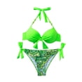 thumbnail image 1 of Traje de Baño de Tres Piezas para las Mujeres de Moda Casual Corbata Sexy Cintura Alta Cristal Beach Bikini Set, Poliéster, 1 of 9