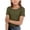 Army Green, variant on KAUOD Girls Short Sleeved Shirts Ribbed Basic Crew Neck Tee Tops Slim Fit Plain Pullover Shirt Casual Comfy Clothes