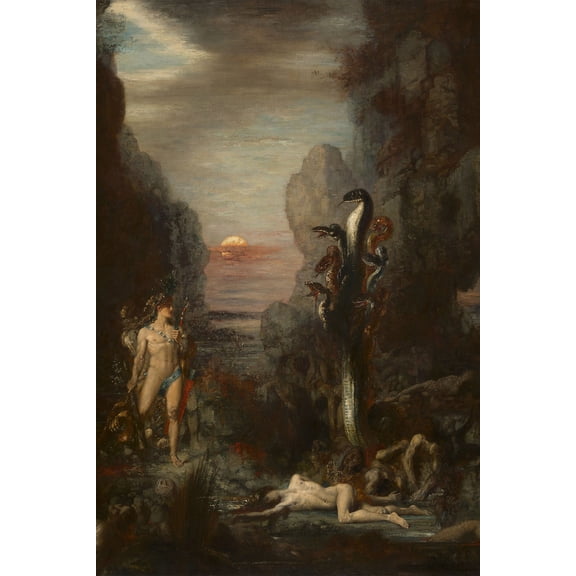 24x36 gallery poster, Hercules and the Hydra of Lerna (1876) by Gustave Moreau