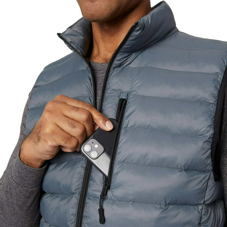 32 Degrees Men's Quilted Stand-up Collar Lightweight Warmth Insulated Puff  Full Zip Vest