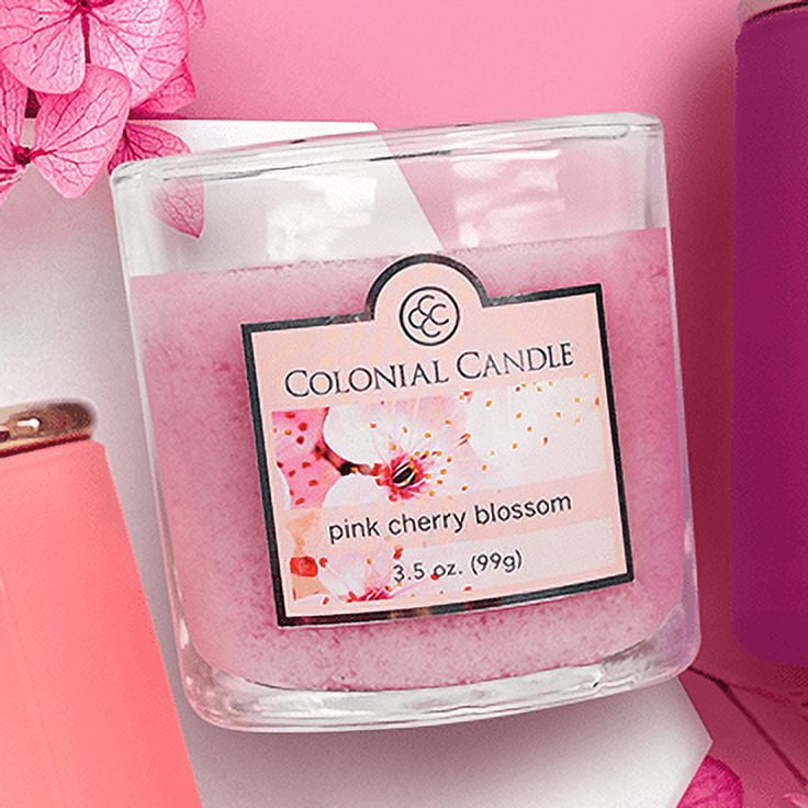 Colonial Candle Pink Cherry Blossom Scented Jar Candle - Classic Ovals - 2 Wick - 3.5 oz - 20h Burn