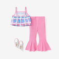 thumbnail image 3 of PatPat Toddler Girls Clothes Sweet Geometric 2pcs Camisole and Bell bottoms Outfits Set, Pink, 5-6 Years, 3 of 6